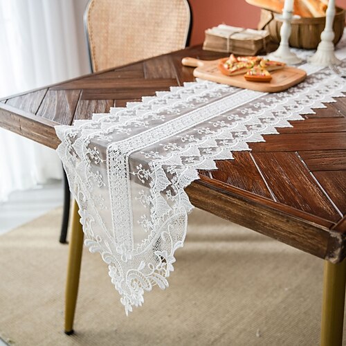 

Farmhouse Table Runner Vintage Table Runner Cotton Lace Table Decorations for Wedding Dining Party Holiday