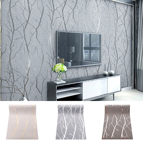 

Modern 3D Wallpaper Thick Non-Woven Imitation Deerskin Deep Embossed Curve Pattern Wall Covering Sticker Film Modern Tree Non Woven Home Decor 531000cm