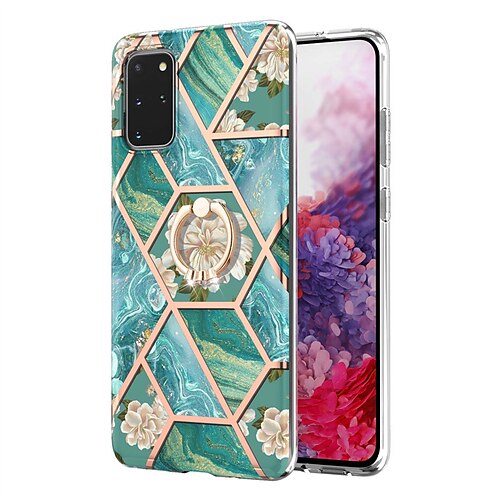 

Phone Case For Samsung Galaxy Back Cover S21 S20 Ultra Plus FE A72 A52 A42 A71 Galaxy A22 5G Galaxy A22 4G Plating Ring Holder Ultra-thin Flower TPU PC