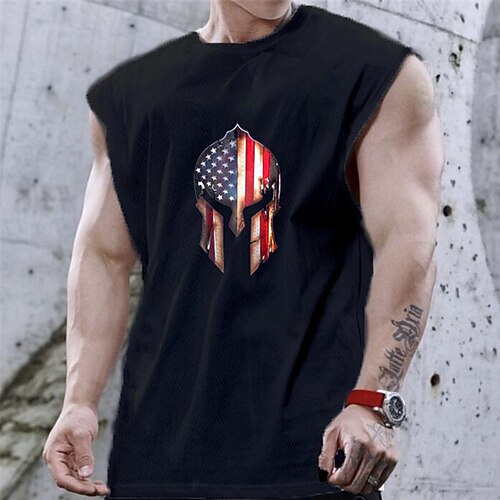 

Men's Unisex T shirt Hot Stamping Graphic Prints Mask National Flag Crew Neck Street Daily Print Cap Sleeve Tops Casual Designer Big and Tall Sports White Black Brown
