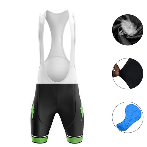 

21Grams Men's Cycling Bib Shorts 3D Padded Shorts Bike Bib Shorts Mountain Bike MTB Road Bike Cycling Sports Lightning 3D Pad Cycling Breathable Quick Dry Green Polyester Spandex Clothing Apparel