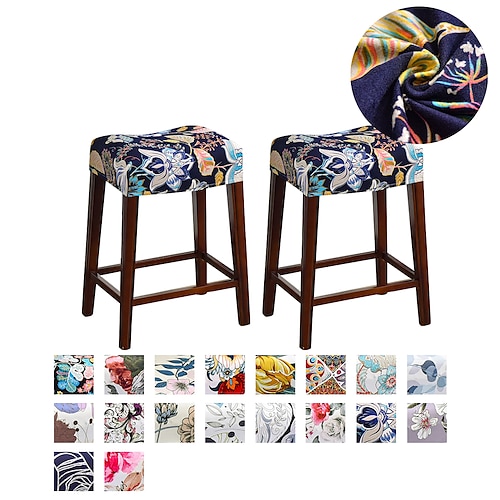 

Pack of 2 Pieces Elastic Rectangle Bar Stool Covers Stretch Vanity Stool Cover Floral Graphic Chair Seat Slipcovers Counter Stool Cover Saddle Seat Covers Washable