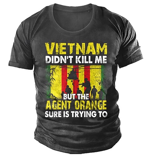 

Men's Unisex T shirt 3D Print Graphic Prints Soldier Letter Crew Neck Street Daily Print Short Sleeve Tops Casual Designer Big and Tall Sports Black Army Green Dark Gray