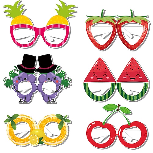 

18 Pcs New Hawaiian Summer Style Fruit Glasses Set Pineapple Strawberry Paper Glasses Children's Party Photo Props