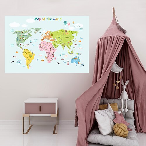 

85124cm Cartoon World Map Wall Stickers Home Children's Room Environmental Protection Decoration Stickers