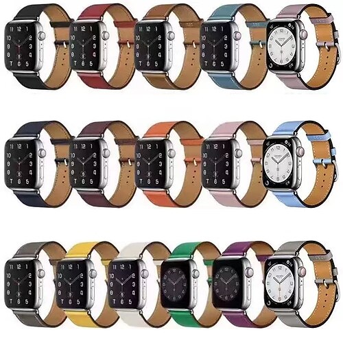 

1PC Smart Watch Band Compatible with Apple iWatch Series 8 7 6 5 4 3 2 1 SE Leather Loop for iWatch Smartwatch Strap Wristband Genuine Leather Luxury Adjustable Solo Loop