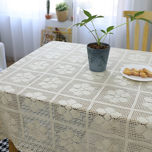 

Farmhouse Style Tablecloth Lace Rectangle Table Cloths for Kitchen Dining, Party, Holiday, Christmas, Buffet