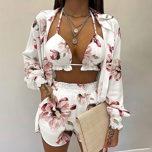 

Women's Suits Jacket Outdoor Daily Spring Summer Regular Coat Regular Fit Breathable Casual Jacket Long Sleeve Floral Color Gradient Print White Pink Yellow