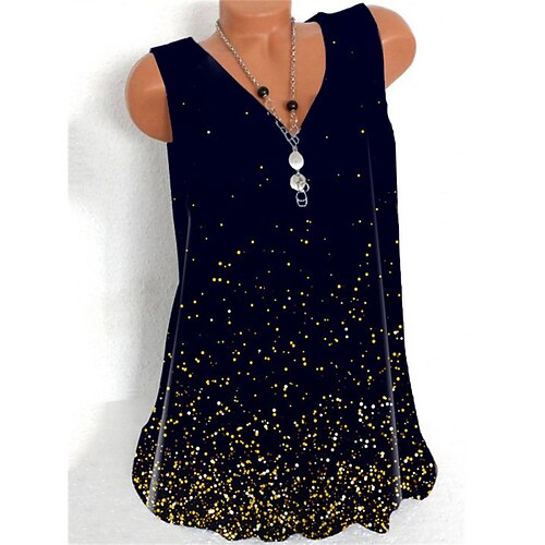 

Women's Tank Top Camis Polka Dot Print V Neck Casual Streetwear Tops Navy Blue / 3D Print
