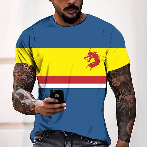 

Men's Tee T shirt Tee 3D Print Graphic Round Neck Casual Daily 3D Print Short Sleeve Tops Fashion Designer Cool Comfortable Blue
