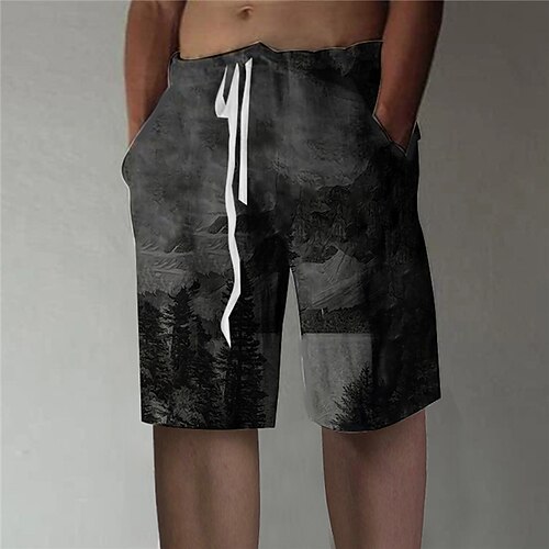 

Men's Stylish Designer Straight Shorts 3D Print Elastic Waist Short Pants Sports Outdoor Daily Graphic Prints Cotton Blend Comfort Breathable Mid Waist Black M L XL XXL 3XL