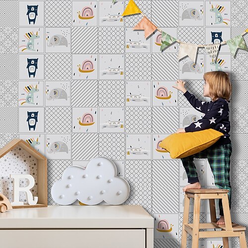 

New Kitchen Oil-proof And Waterproof Tile Stickers Crystal Film Cartoon Rainbow Pattern Tile Renovation Thickened Wall Stickers