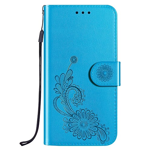 

Phone Case For Samsung Galaxy Wallet Card A33 S22 Ultra Plus S21 FE S20 A72 A52 A42 with Wrist Strap Card Holder Slots Magnetic Flip Solid Colored Flower PU Leather