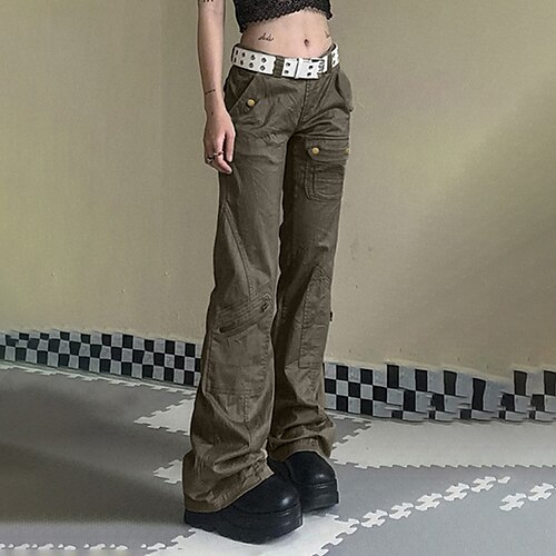 

Women's Cargo Pants Pants Trousers Kim Pants Cotton Blend Gray Mid Waist Fashion Casual Weekend Micro-elastic Full Length Comfort Plain S M L