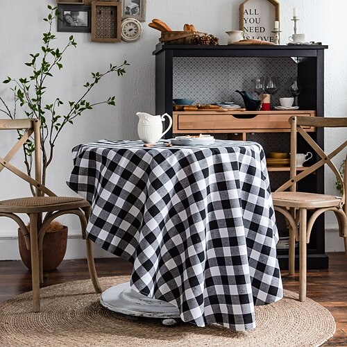 

Farmhouse Style Pastoral Tablecloth Cotton Linen Fabric Table Cloth,Washable Table Cover Dust-Proof Wrinkle Resistant for Restaurant, Picnic, Indoor and Outdoor Dining