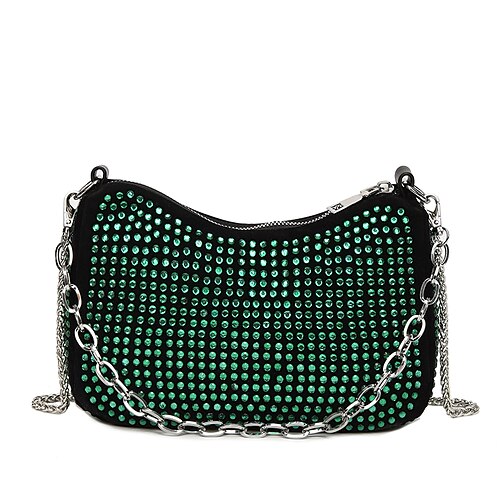 

Women's Clutch Evening Bag Top Handle Bag PU Leather Buttons Chain Solid Color Daily Outdoor Green Black Blue Silver