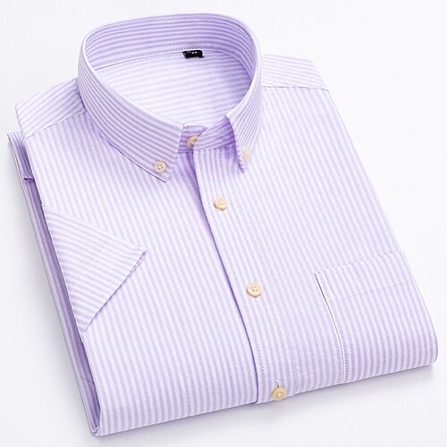 

Men's Shirt Striped Turndown Casual Daily Button-Down Short Sleeve Tops Casual Fashion Breathable Comfortable White Blue Purple