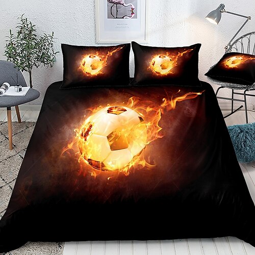 

Sports Series 3-Piece Duvet Cover Set Hotel Bedding Sets Comforter Cover with Soft Lightweight Microfiber, Include 1 Duvet Cover, 2 Pillowcases (1 Pillowcase for Twin/Single)