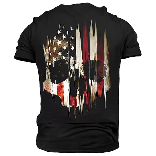 

Men's T shirt 3D Print Graphic Flag Crew Neck Street Casual Print Short Sleeve Tops Basic Fashion Classic Comfortable Black