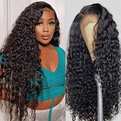 

4x4 Lace Closure Remy Human Hair Wigs Water Wave 4x4x1 T Part Lace Wigs Long Brazilian Curly Wig Wet And Wavy For Black Women