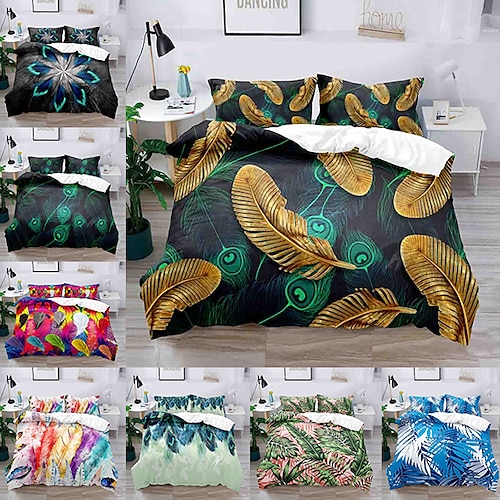 

Ginkgo Leaf 3-Piece Duvet Cover Set Hotel Bedding Sets Comforter Cover with Soft Lightweight Microfiber, Include 1 Duvet Cover, 2 Pillowcases for Double/Queen/King(1 Pillowcase for Twin/Single)