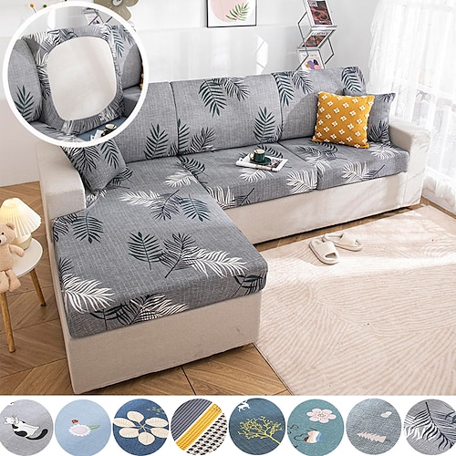 

Cool Silk Sofa Seat Cushion Cover Elastic Protector Covers Pets Kids Washable Removable Sofa Cushion Case for Furniture Protector Simple Gray Sofa Cover