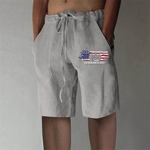 

Men's Stylish Designer Straight Shorts Elastic Waist Print Short Pants Sports Outdoor Daily Graphic Prints National Flag Cotton Blend Comfort Breathable Mid Waist Gray M L XL XXL 3XL / Summer / Beach