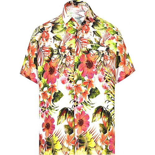 

Men's Shirt Floral Turndown Light Pink Street Casual Short Sleeve Button-Down Clothing Apparel Fashion Casual Comfortable Beach