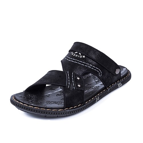 

Men's Sandals Beach Daily Beach PU Black Brown Blue Summer