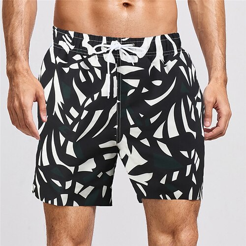

Men's Classic Style Casual Shorts Board Shorts Swim Trucks Elastic Drawstring Design Print Short Pants Sports Outdoor Casual Micro-elastic Graphic Geometry Comfort Breathable Mid Waist Black / White