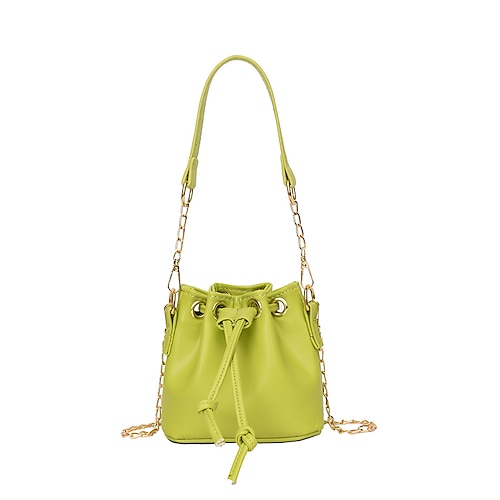 

Women's Sling Bags Crossbody Bag Drawstring Bag PU Leather Chain Solid Color Daily Going out Green White Black Blue