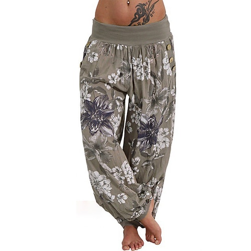 

Women's Loungewear Bottom Nighty Flower Simple Comfort Home Bamboo Spring Summer Green Pink