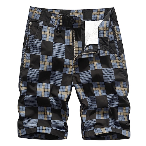 

Men's Cargo Shorts Work Shorts Multi Pocket Lattice Outdoor Short Daily 100% Cotton Casual Classic Black Blue Inelastic