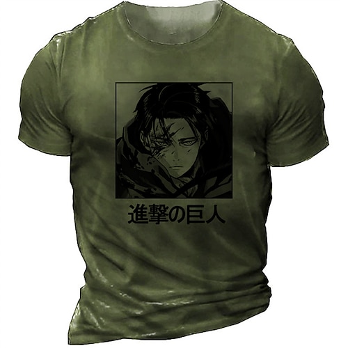 

Inspired by Attack on Titan levi ackerman T-shirt Cartoon Manga Anime Classic Retro Vintage T-shirt For Men's Adults' Hot Stamping 100% Polyester