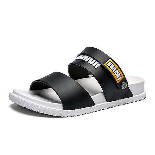 

Men's Sandals Casual Beach Daily Beach PVC Black / White Black / Yellow Black Color Block Summer