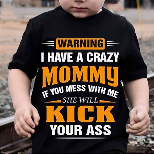 

Kids Boys T shirt Letter Outdoor 3D Print Short Sleeve Crewneck Active 3-12 Years Spring Black