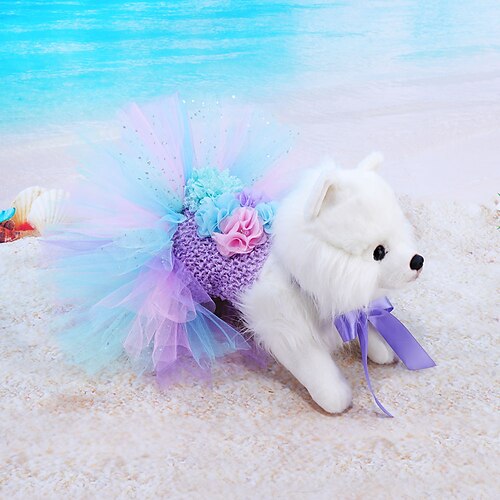 

Dog Dress with Floral - Flower Print Princess Dog Clothes Soft Cute Breathable Summer Party Birthday Dog Apparel Skirt for Small Dogs/Puppy