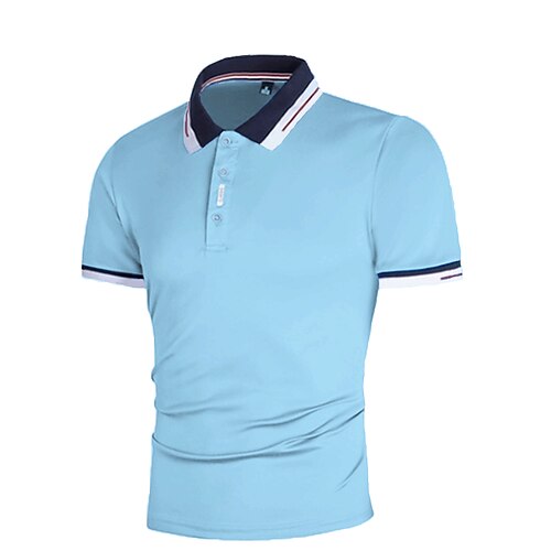 

Men's Golf Shirt Color Block Turndown Casual Daily Street Work Outdoor Short Sleeve Tops Basic Casual Blue White Black Summer Shirt Quick Dry