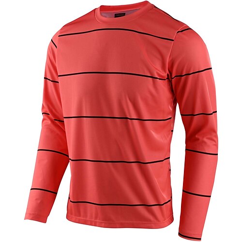 

21Grams Men's Downhill Jersey Long Sleeve Mountain Bike MTB Road Bike Cycling Black Red Stripes Bike Breathable Quick Dry Moisture Wicking Polyester Spandex Sports Stripes Clothing Apparel