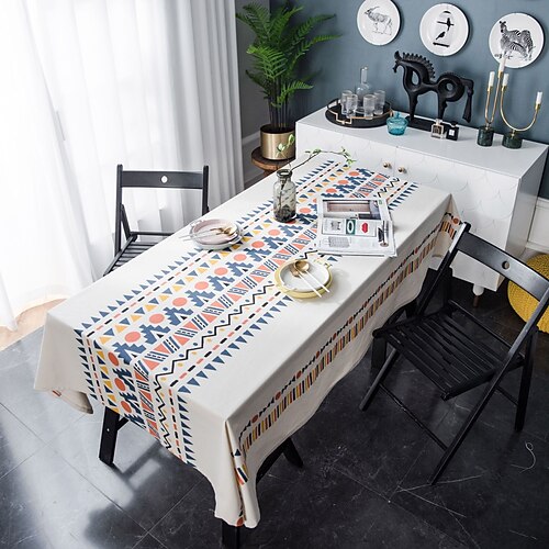 

Farmhouse Style Pastoral Tablecloth Cotton Linen Fabric Table Cloth,Washable Table Cover Dust-Proof Wrinkle Resistant for Restaurant, Picnic, Indoor and Outdoor Dining