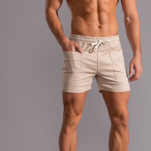 

Men's Classic Style Fashion Active Shorts Drawstring Multiple Pockets Elastic Drawstring Design Short Pants Sports Outdoor Casual Solid Color Comfort Breathable Mid Waist White Black Blue Pink Army