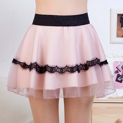 

Women's Skirt Swing Mini Organza Pink Gray White Black Skirts Summer Lace Fashion Carnival Homecoming One-Size / Loose Fit