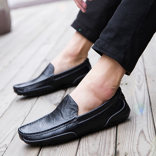 

Men's Loafers Slip-Ons Business Casual Classic Daily Office Career Cowhide Booties / Ankle Boots Black Spring Summer
