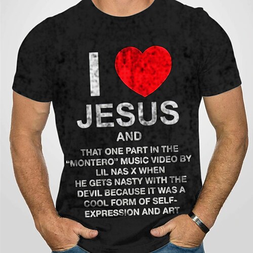

Men's T shirt 3D Print Graphic Heart Crew Neck Casual Daily Print Short Sleeve Tops Fashion Vintage Designer Big and Tall Black