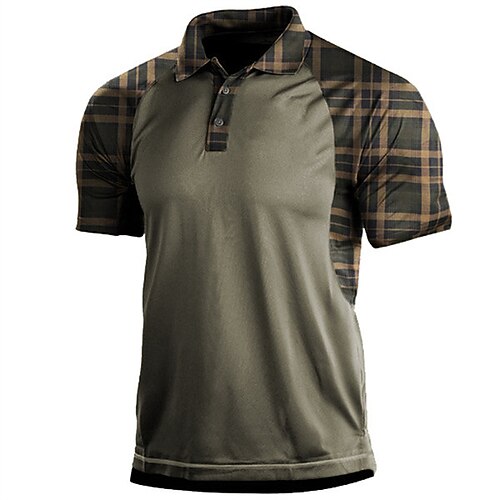 

Men's Collar Polo Shirt Golf Shirt Color Block Turndown Army Green Outdoor Street 3D Button-Down Clothing Apparel Fashion Casual Breathable Comfortable / Summer / Summer