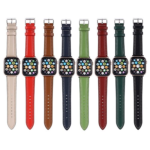 

1PC Smart Watch Band Compatible with Apple iWatch Series 8 7 6 5 4 3 2 1 SE Leather Loop for iWatch Smartwatch Strap Wristband Genuine Leather Adjustable Classic Clasp Solo Loop