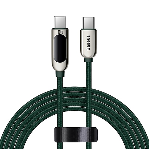 Baseus PD 100W USB C Cable, 5A Type C to C Fast Charging Cable, 3.3ft LED  Display Cable Nylon Braided USB C 480Mbps Data Cable Compatible with  Samsung