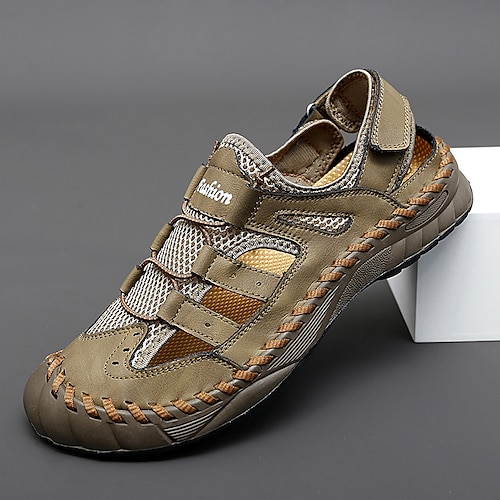 

Men's Sandals Casual Daily Beach Walking Shoes Synthetics Breathable Black Khaki Gray Summer