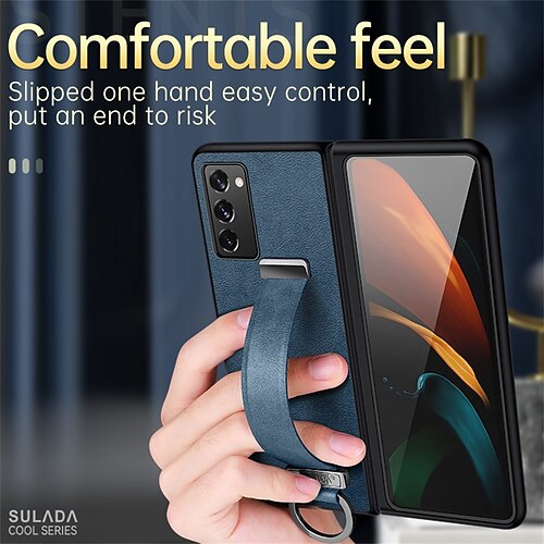 

Samsung Case Luxury Trendy Cool Hand Strap Back Cover For Samsung Z Filp3 Leather Case with stand Shockproof TPU