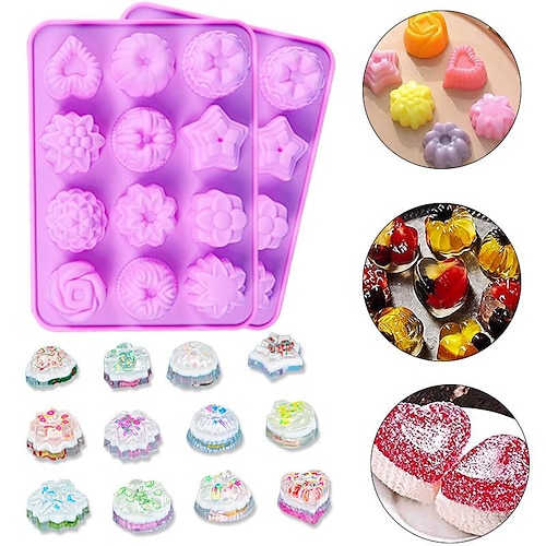 

Diy Baking Mold 12 Rose Pink Silicone Mold Jelly Mold